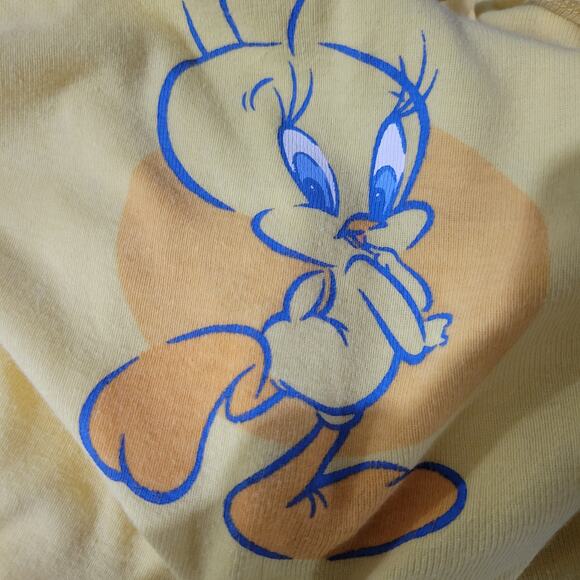 Warner Bros Y2K Tweety Dress Yellow Cotton Jersey Knit Side Slits Mini Tank XS - Picture 9 of 14